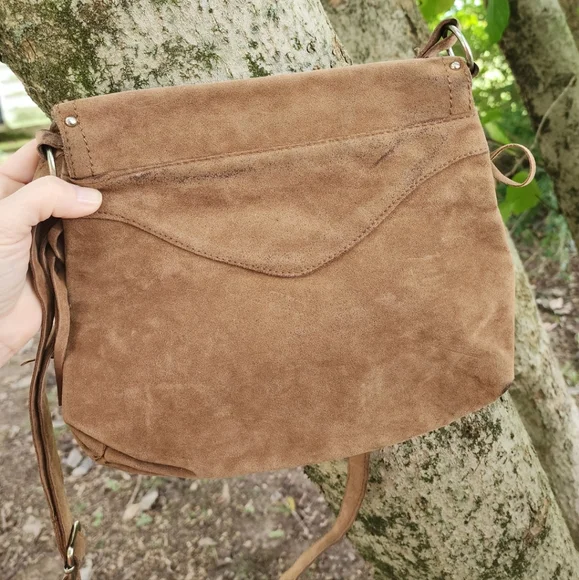 Vintage Leather Fringe Hobo Oversized Crossbody/Messenger Bag - Picture 3 of 10